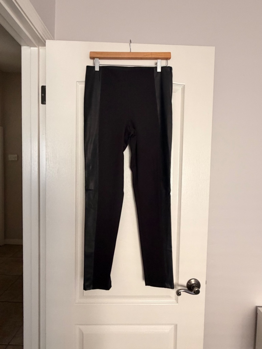 Kenneth Cole Black Faux Leather Panel Leggings